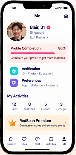 Concept profile settings screen